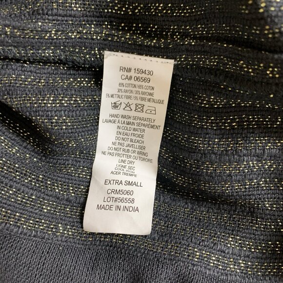 Elan Black Gold Metallic Striped Maxi Slip Dress Spaghetti Strap XS Pockets - Picture 5 of 5